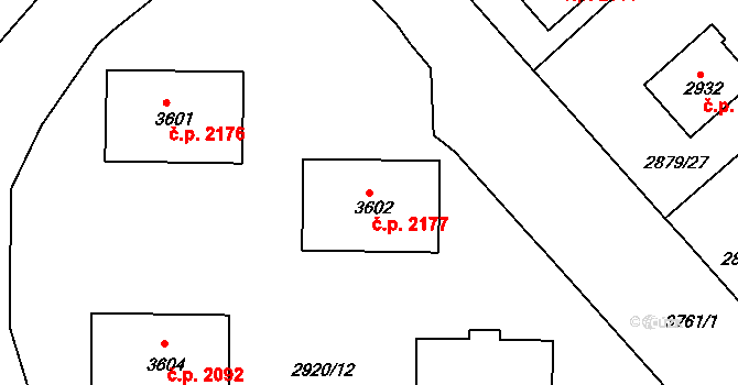 Rakovník II 2177, Rakovník na parcele st. 3602 v KÚ Rakovník, Katastrální mapa