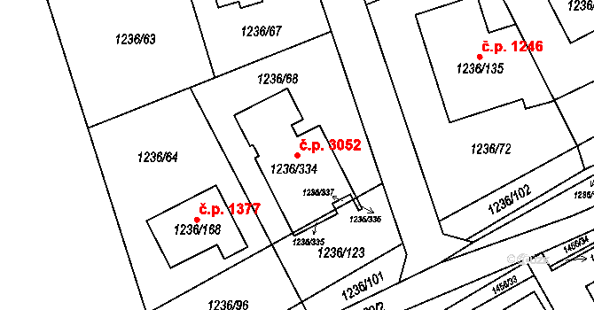 Stodůlky 3052, Praha na parcele st. 1236/334 v KÚ Stodůlky, Katastrální mapa