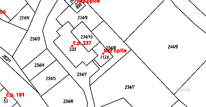 Chvaleč 103514511 na parcele st. 1124 v KÚ Chvaleč, Katastrální mapa