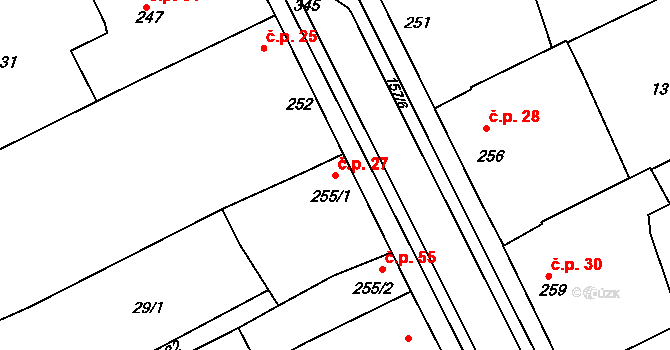 Hablov 27, Olšany u Prostějova na parcele st. 255/1 v KÚ Hablov, Katastrální mapa