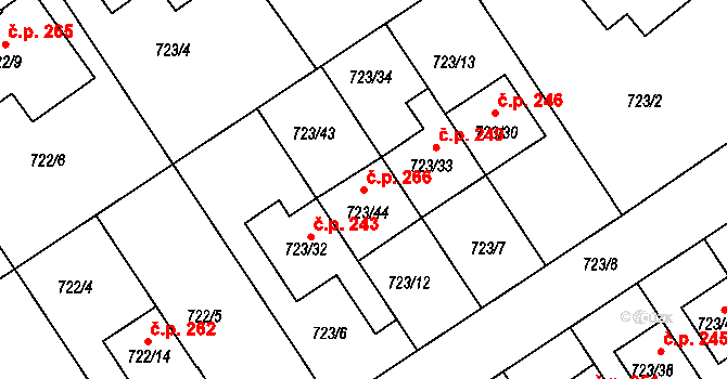 Přerov IV-Kozlovice 266, Přerov na parcele st. 723/44 v KÚ Kozlovice u Přerova, Katastrální mapa