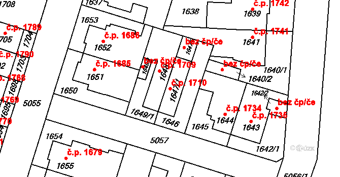 Přerov I-Město 1710, Přerov na parcele st. 1647/1 v KÚ Přerov, Katastrální mapa