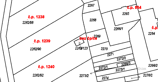 Hustopeče 119750511 na parcele st. 2262/123 v KÚ Hustopeče u Brna, Katastrální mapa