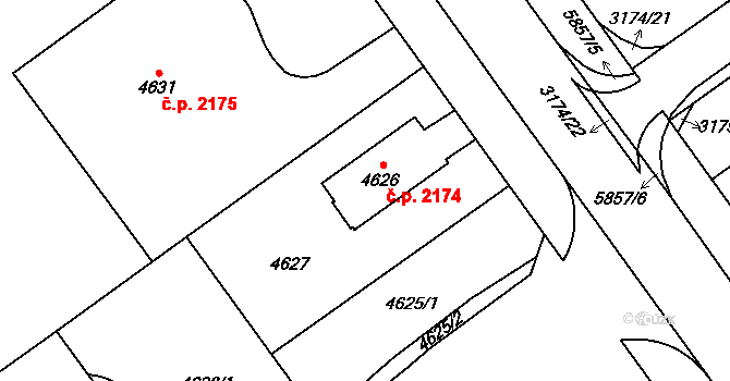 Jihlava 2174 na parcele st. 4626 v KÚ Jihlava, Katastrální mapa