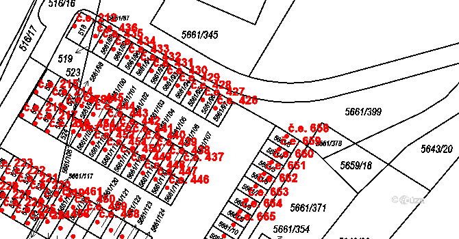Jihlava 426 na parcele st. 5661/97 v KÚ Jihlava, Katastrální mapa