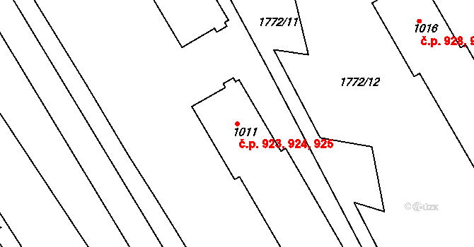 Tišnov 923,924,925 na parcele st. 1011 v KÚ Tišnov, Katastrální mapa