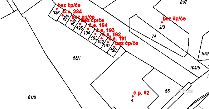Horní Dubenky 190, Katastrální mapa