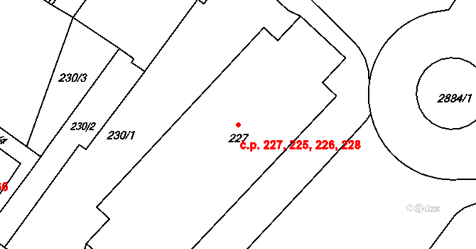 Děčín I-Děčín 225,226,227,228, Děčín na parcele st. 227 v KÚ Děčín, Katastrální mapa