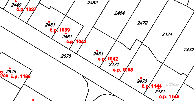 Slavkov u Brna 1042 na parcele st. 2463 v KÚ Slavkov u Brna, Katastrální mapa