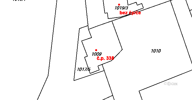 Pod Bezručovým vrchem 338, Krnov na parcele st. 1009 v KÚ Krnov-Horní Předměstí, Katastrální mapa