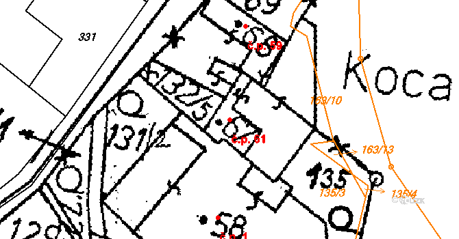Libodřice 61 na parcele st. 67 v KÚ Libodřice, Katastrální mapa