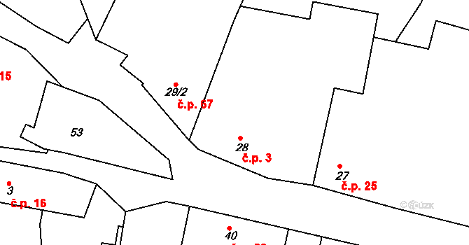 Koněprusy 3 na parcele st. 28 v KÚ Koněprusy, Katastrální mapa