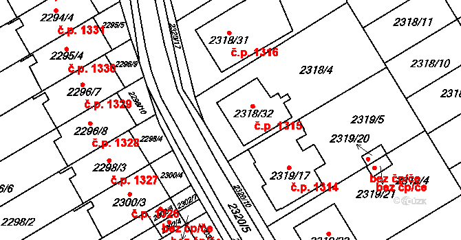 Mikulov 1315 na parcele st. 2318/32 v KÚ Mikulov na Moravě, Katastrální mapa