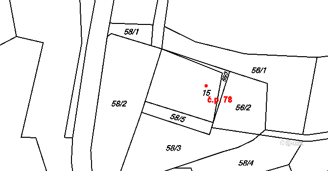Žipotín 78, Gruna na parcele st. 15 v KÚ Žipotín, Katastrální mapa