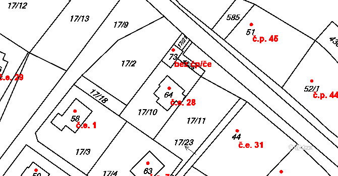 Klečetné 28, Oráčov na parcele st. 64 v KÚ Klečetné, Katastrální mapa