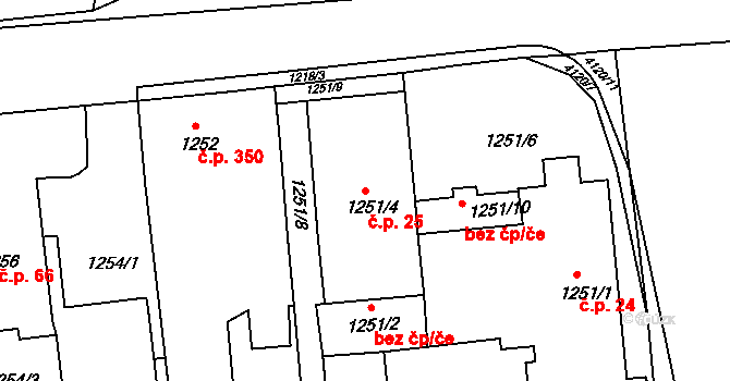 Podmoklice 25, Semily na parcele st. 1251/4 v KÚ Semily, Katastrální mapa