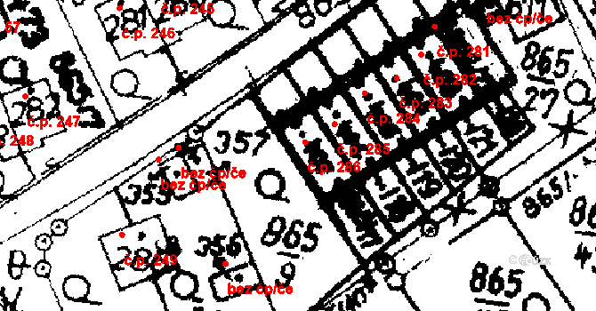 Pecka 286 na parcele st. 407 v KÚ Pecka, Katastrální mapa