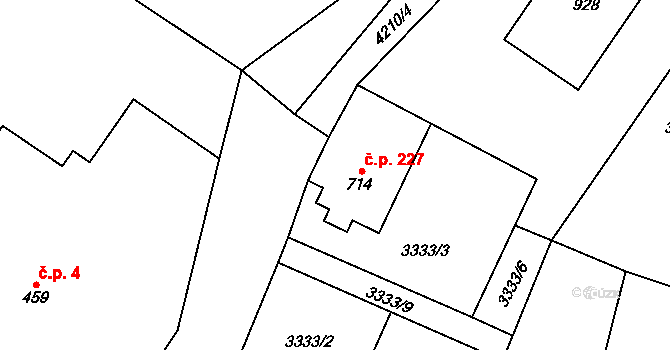 Dolní Čermná 227 na parcele st. 714 v KÚ Dolní Čermná, Katastrální mapa