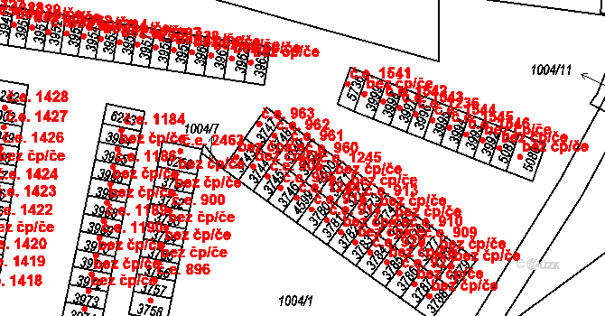 Cheb 960 na parcele st. 3750 v KÚ Cheb, Katastrální mapa