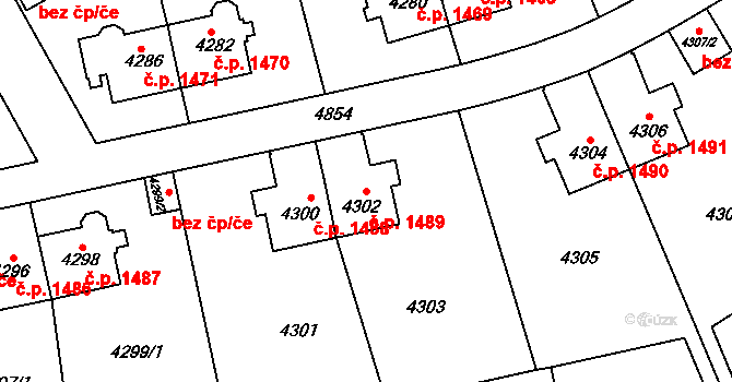 Smíchov 1489, Praha na parcele st. 4302 v KÚ Smíchov, Katastrální mapa