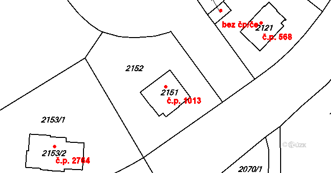 Dejvice 1013, Praha na parcele st. 2151 v KÚ Dejvice, Katastrální mapa
