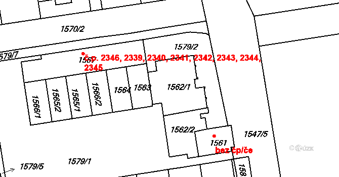 Strašnice 2339,2340,2341,2342,, Praha na parcele st. 1562/1 v KÚ Strašnice, Katastrální mapa