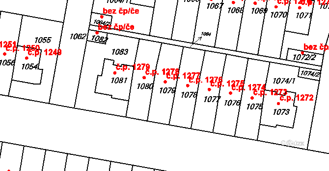 Záběhlice 1277, Praha na parcele st. 1079 v KÚ Záběhlice, Katastrální mapa