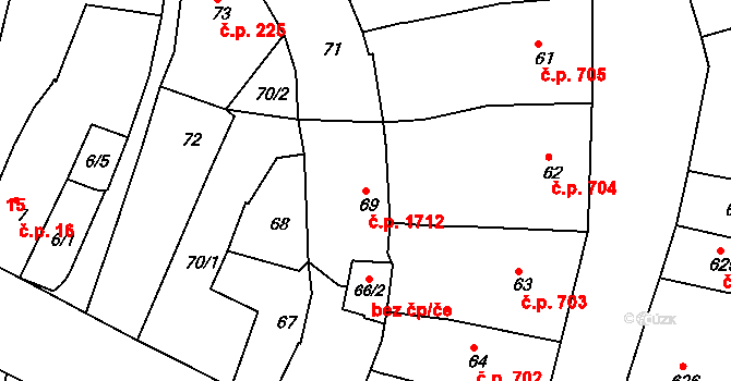 Česká Lípa 1712 na parcele st. 69 v KÚ Česká Lípa, Katastrální mapa