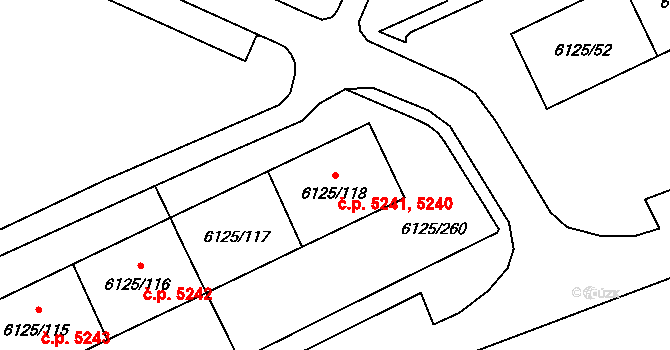 Chomutov 5240,5241 na parcele st. 6125/118 v KÚ Chomutov I, Katastrální mapa