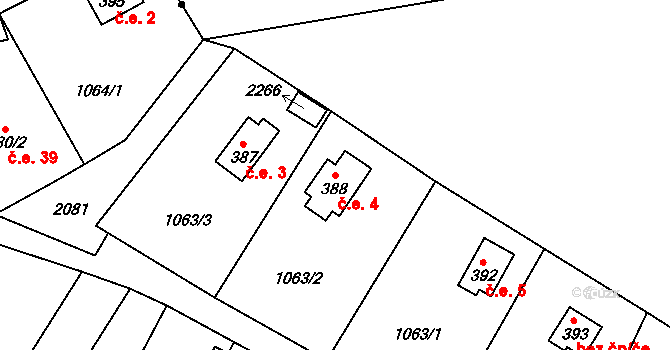 Polesí 4, Rynoltice na parcele st. 388 v KÚ Polesí u Rynoltic, Katastrální mapa