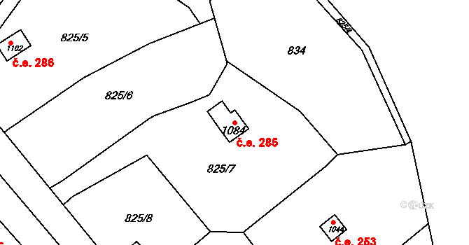 Jílové 285 na parcele st. 1084 v KÚ Jílové u Děčína, Katastrální mapa