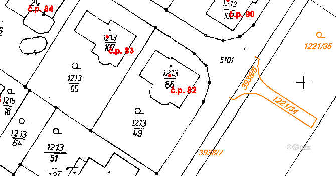 Poděbrady V 82, Poděbrady na parcele st. 1213/86 v KÚ Poděbrady, Katastrální mapa