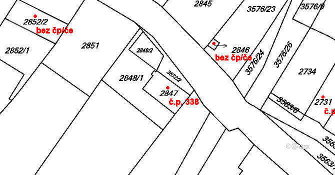 Nosálovice 338, Vyškov na parcele st. 2847 v KÚ Vyškov, Katastrální mapa