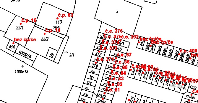 Obrnice 373 na parcele st. 317 v KÚ Obrnice, Katastrální mapa