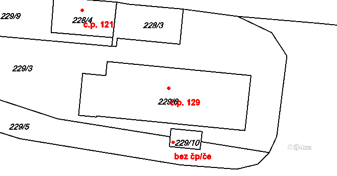 Stará Lípa 129, Česká Lípa na parcele st. 229/6 v KÚ Stará Lípa, Katastrální mapa