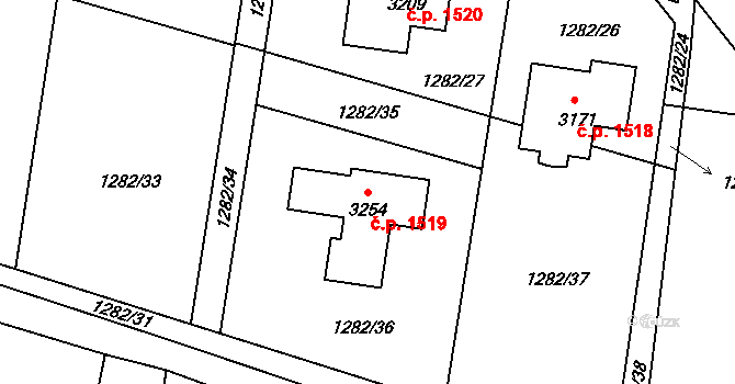 Milevsko 1519 na parcele st. 3254 v KÚ Milevsko, Katastrální mapa