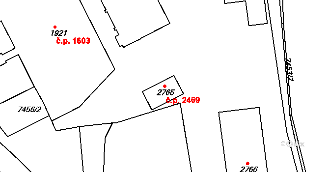 Uherský Brod 2469 na parcele st. 2765 v KÚ Uherský Brod, Katastrální mapa