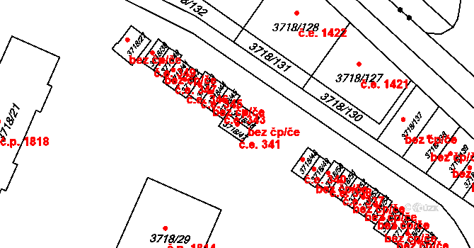 Předměstí 341, Litoměřice na parcele st. 3718/47 v KÚ Litoměřice, Katastrální mapa