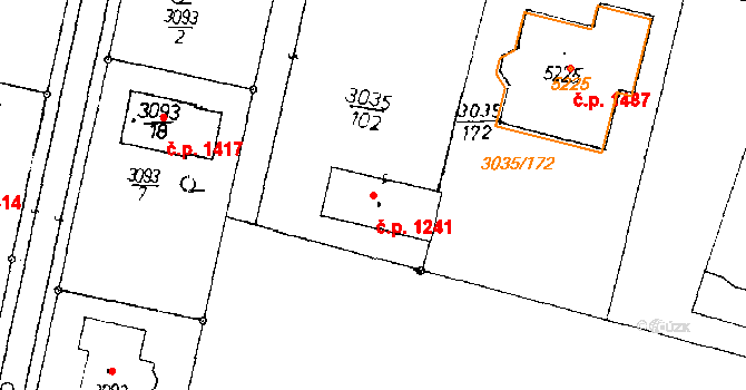 Poděbrady III 1241, Poděbrady na parcele st. 3035/102 v KÚ Poděbrady, Katastrální mapa