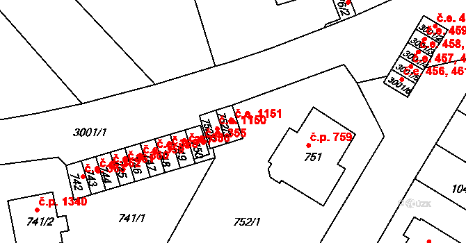 Děčín II-Nové Město 1151, Děčín na parcele st. 752/3 v KÚ Děčín, Katastrální mapa