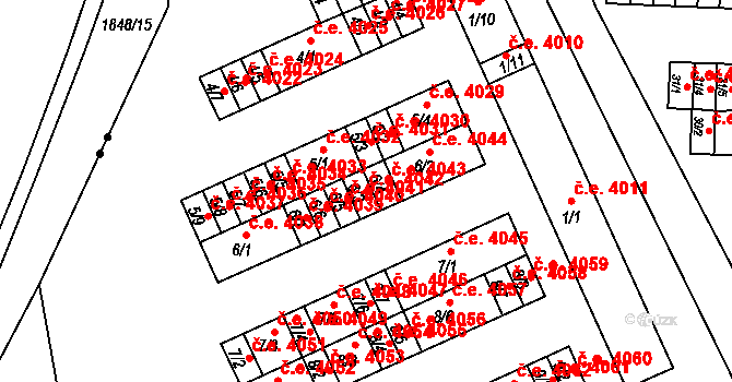 Kadaň 4042 na parcele st. 6/3 v KÚ Bystřice u Kadaně, Katastrální mapa