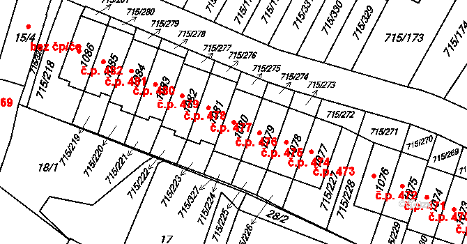Výškovice 476, Ostrava na parcele st. 1080 v KÚ Výškovice u Ostravy, Katastrální mapa