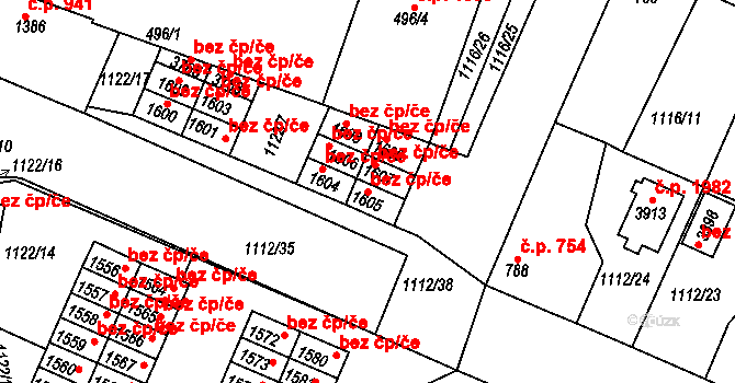 Dobříš 38605511 na parcele st. 1605 v KÚ Dobříš, Katastrální mapa