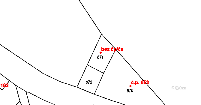 Rumburk 39172511 na parcele st. 871 v KÚ Rumburk, Katastrální mapa