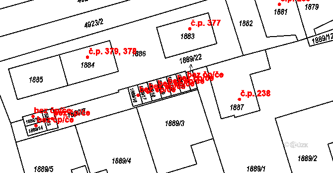 Vysoké Mýto 39450511 na parcele st. 1889/19 v KÚ Vysoké Mýto, Katastrální mapa