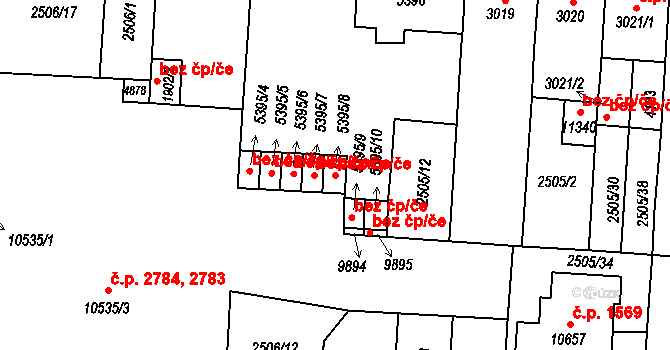 Pardubice 40409511 na parcele st. 5395/8 v KÚ Pardubice, Katastrální mapa