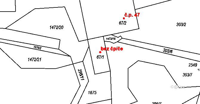 Cizkrajov 40994511 na parcele st. 67/1 v KÚ Cizkrajov, Katastrální mapa