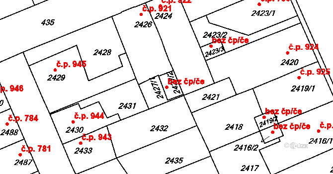 Holešov 41063511 na parcele st. 2427/2 v KÚ Holešov, Katastrální mapa