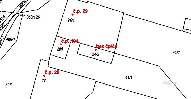 Mysločovice 41205511 na parcele st. 24/2 v KÚ Mysločovice, Katastrální mapa