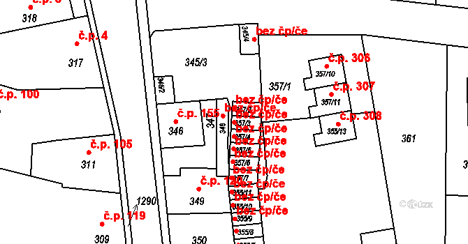 Neveklov 41558511 na parcele st. 357/3 v KÚ Neveklov, Katastrální mapa